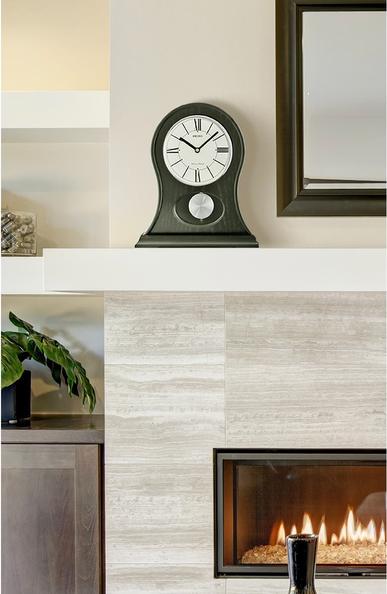Seiko James Mantel Chime Clock, Alternate, color, Black