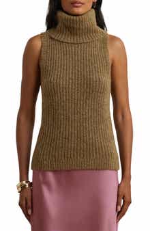 Lauren Ralph Lauren Metallic Sleeveless Turtleneck Sweater