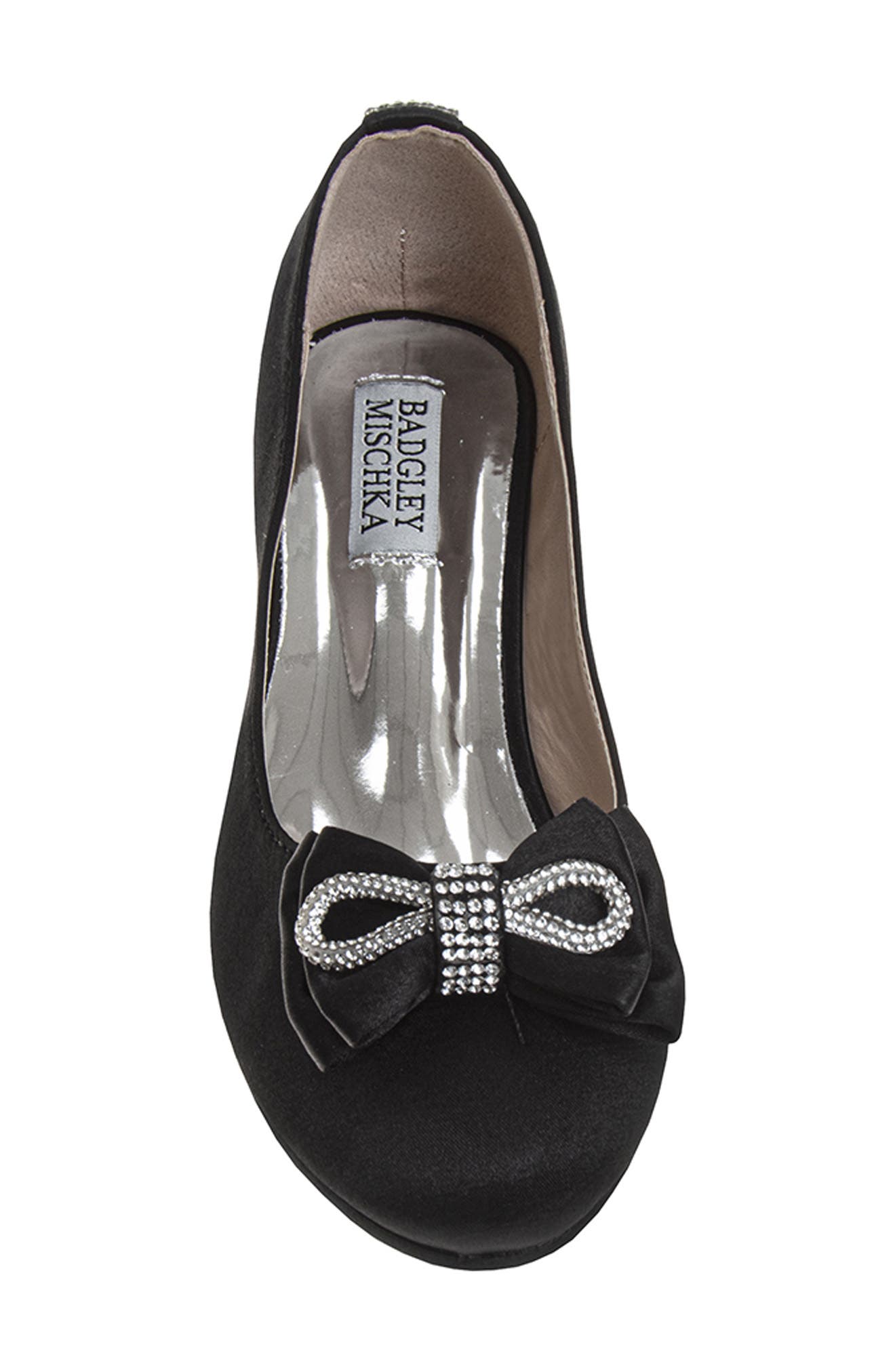 Badgley Mischka Collection Kids' Bow Pump, Alternate, color, Black Satin
