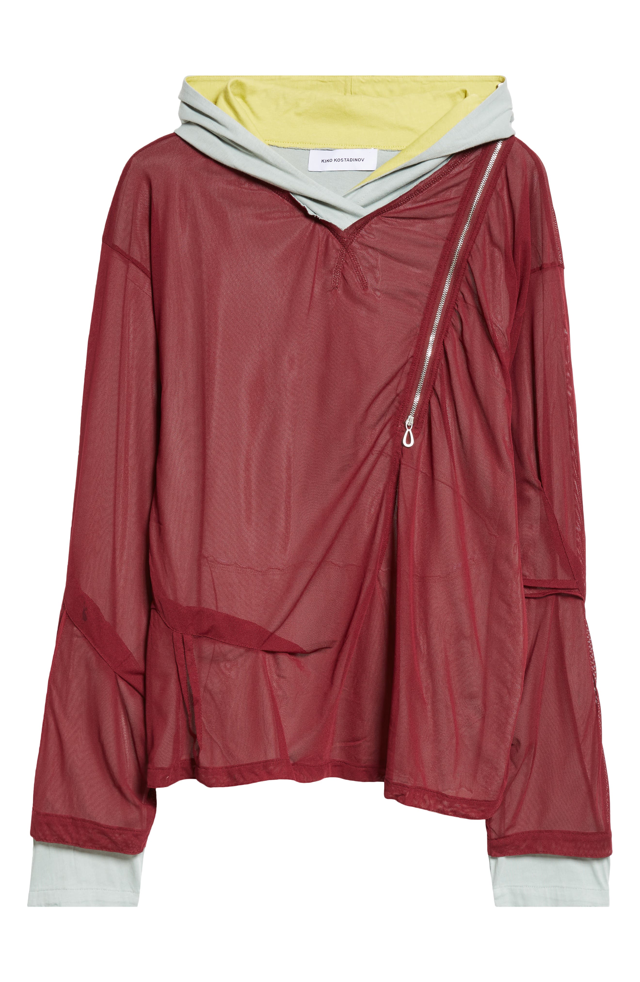 KIKO KOSTADINOV Knox Mesh Overlay Cotton Hoodie | Nordstrom