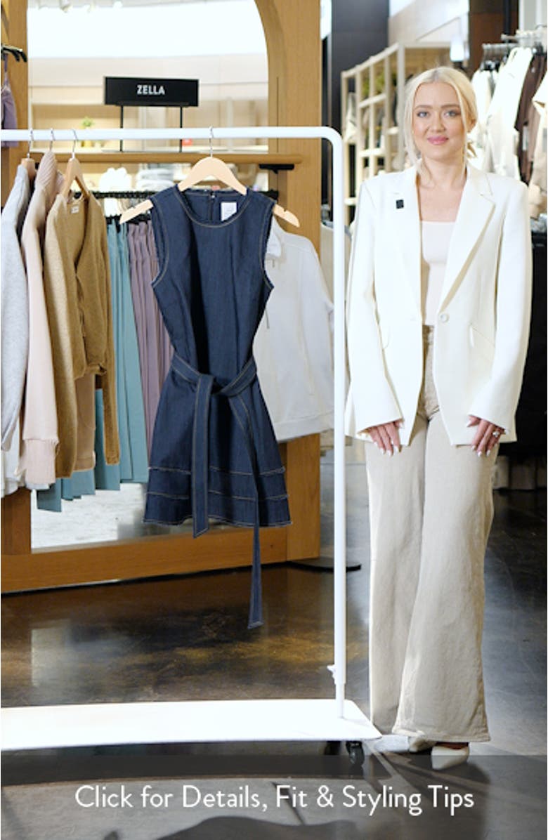 Mindie Sleeveless Tie Waist Denim Minidress, sales video thumbnail