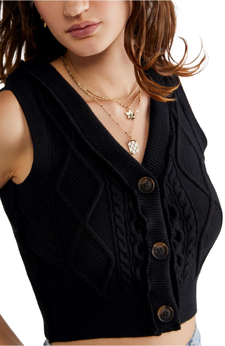 Free People Denson Cable Knit Vest, Alternate, color, 