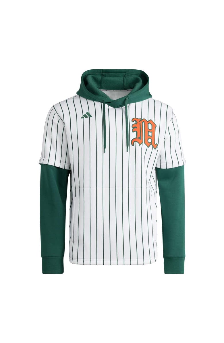 adidas Men's adidas White/Green Miami Hurricanes Baseball Hoodie, Alternate, color, White