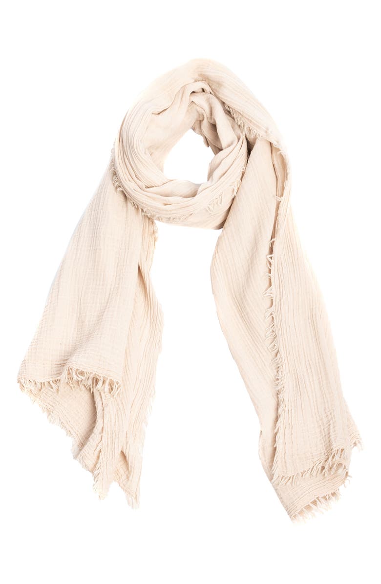 SAACHI Gauze Cotton Scarf, Alternate, color, Beige