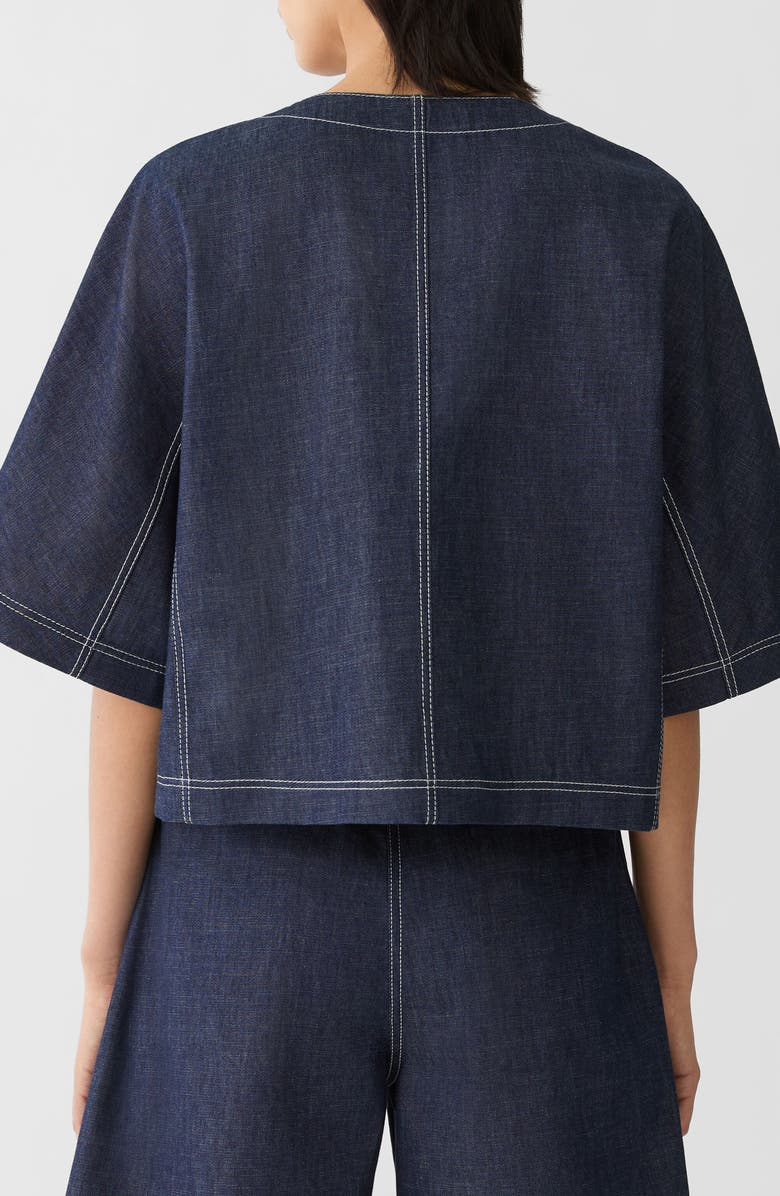 Lafayette 148 New York Patch Pocket Chambray Crop Jacket, Alternate, color, Shipyard Indigo
