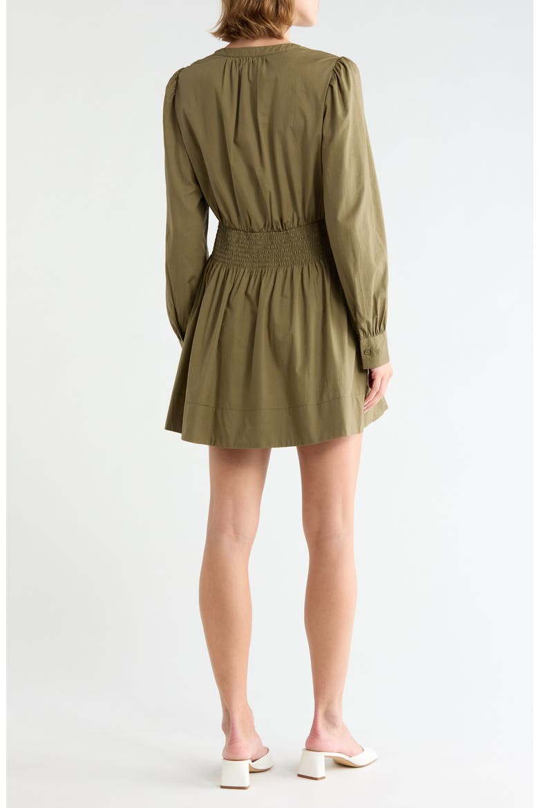 Julianna Pleated Long Sleeve Poplin Minidress, Alternate, color, OLIVE GREEN