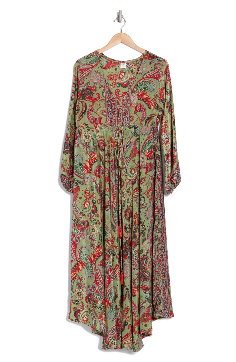 La Fiorentina Abstract Cover-Up Beach Dress, Alternate, color, Green