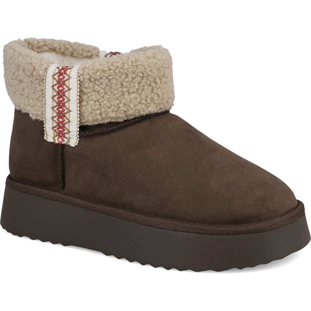 Mia Iceland Faux Shearling Platform Bootie In Brown