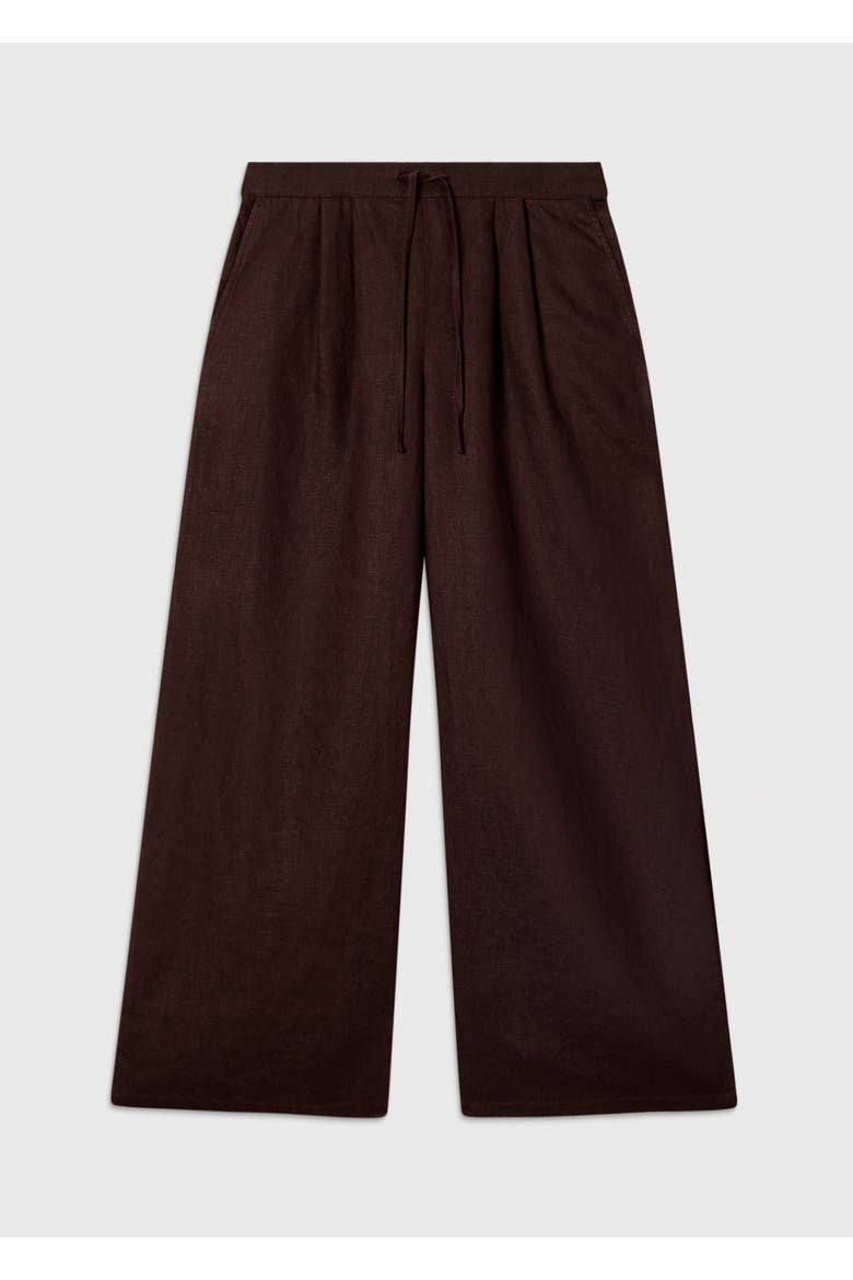 Wide Leg Linen Trouser, Alternate, color, Brown