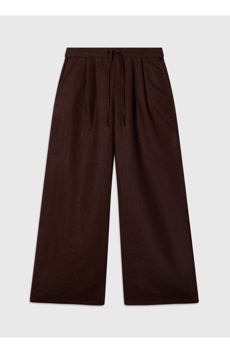 Whistles Wide Leg Linen Trouser, Alternate, color, Brown