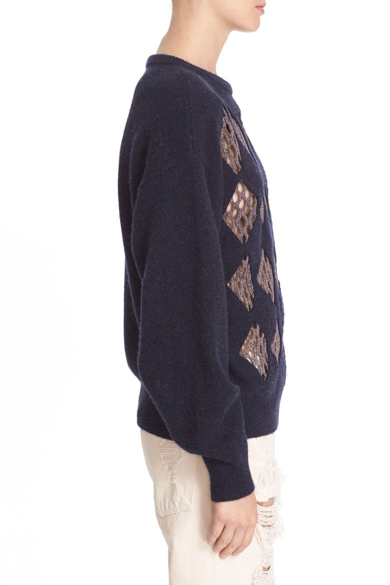Lurex® & Wool Blend Argyle Sweater, Alternate, color, NAVY AND PINK