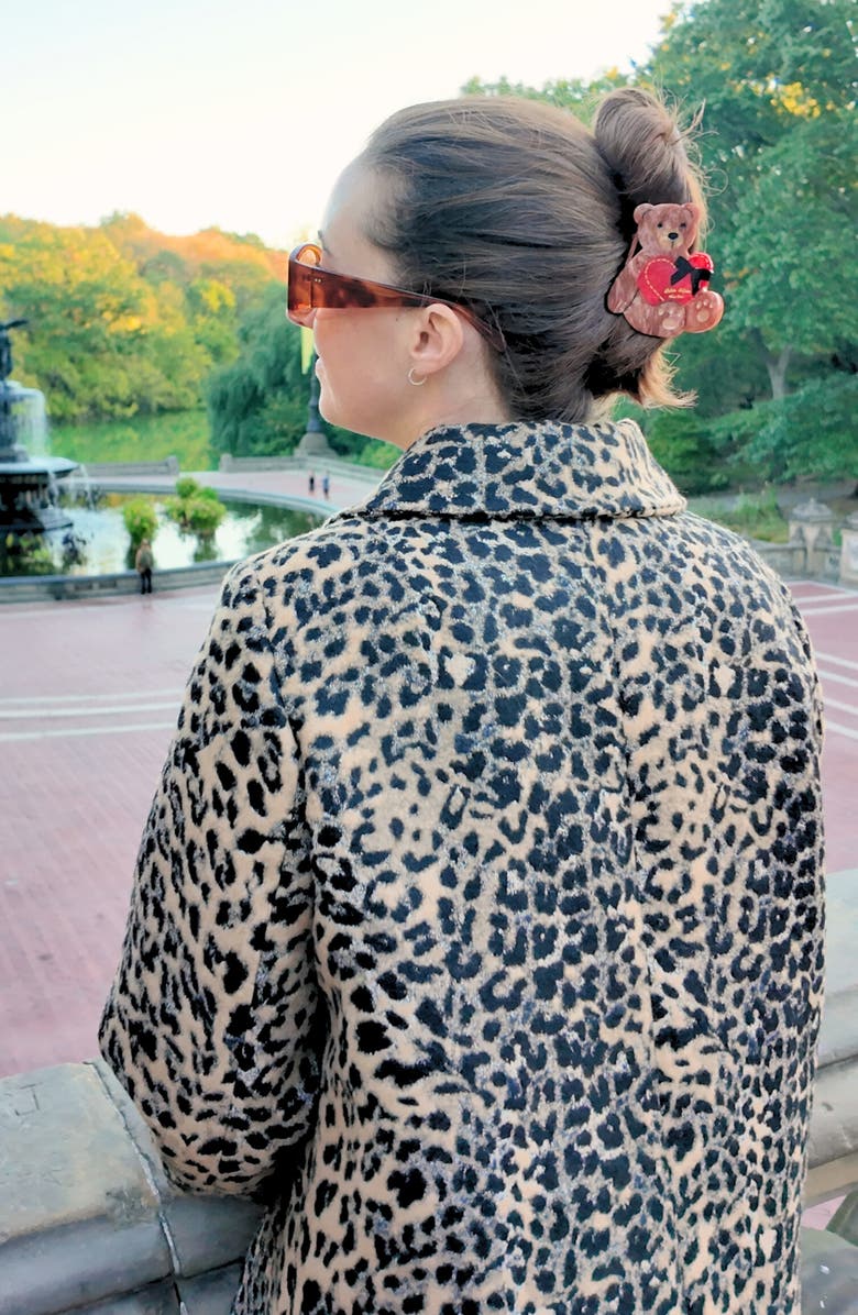 Solar Eclipse Hand Painted Teddy Claw Clip, Alternate, color, Brown