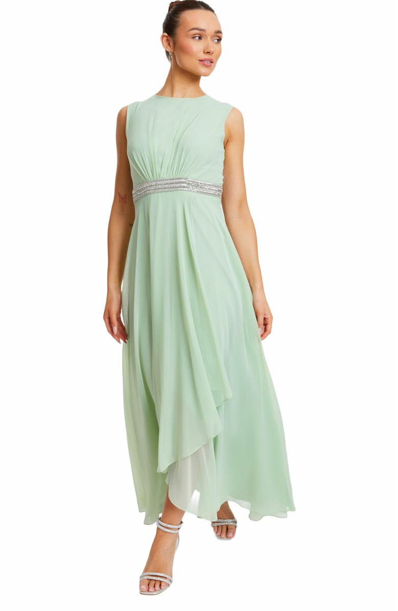 QUIZ Chiffon Embellished Round Neck Evening Dress, Main, color, 