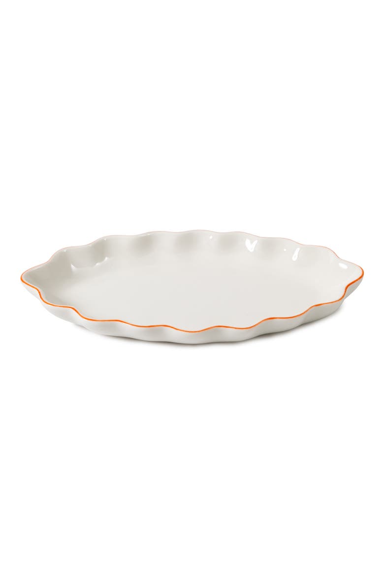 Le Marais Scalloped Porcelain Tray, Main, color, ORANGE