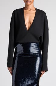 TOM FORD Merino Wool Blend Plunge Neck Sweater
