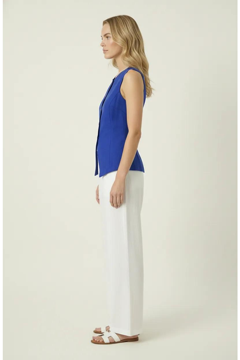 Sleeveless Asymmetrical Tailored Vest, Alternate, color, Royal Blue