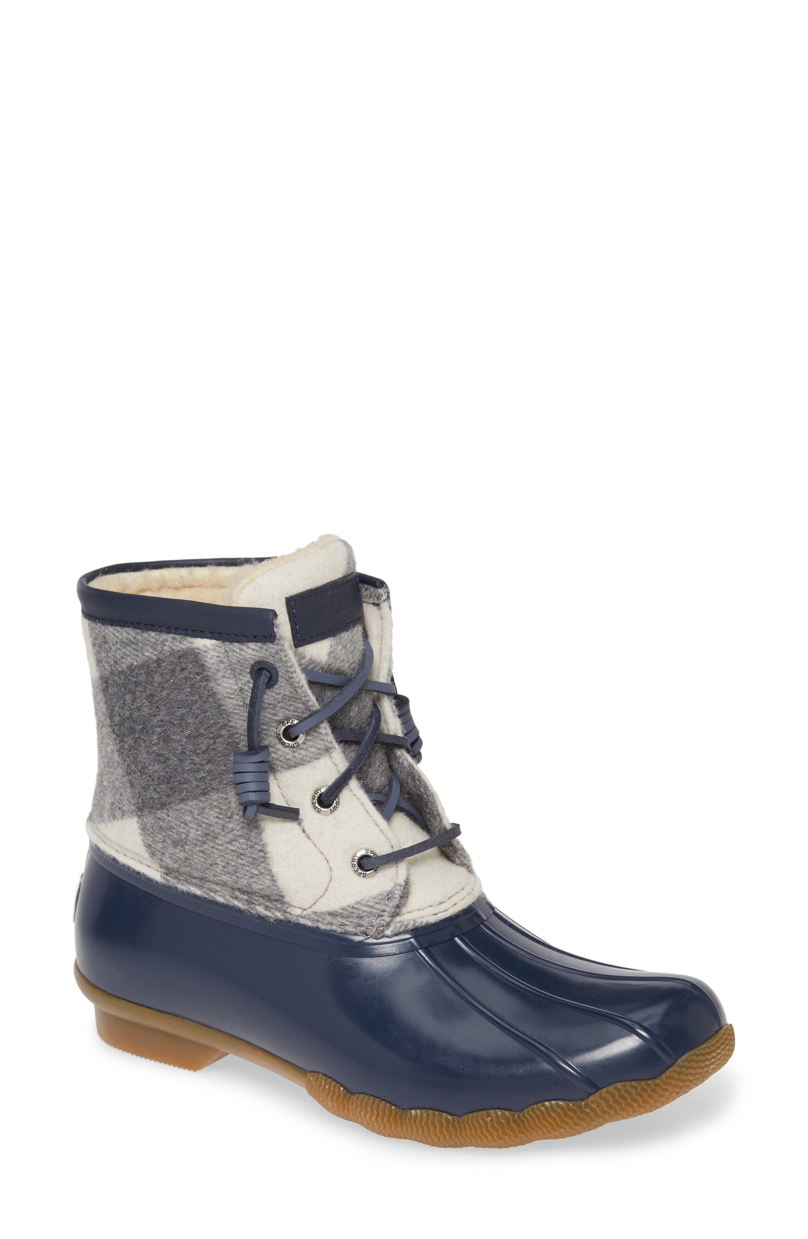 Saltwater Rain Boot, Main, color, GREY/ NAVY FABRIC