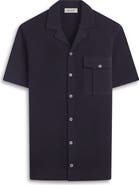 Bugatchi Camp Collar Short Sleeve Cotton & Silk Shirt Sweater