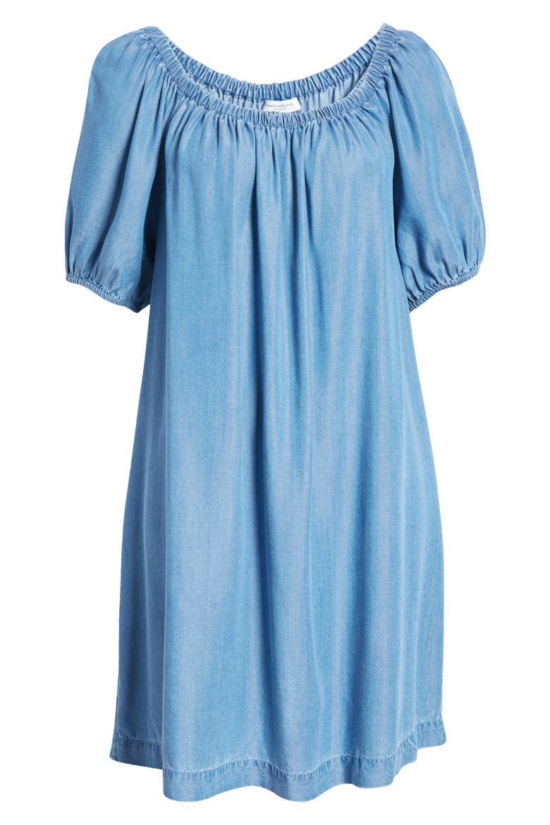 Ceyda Off the Shoulder Chambray Dress, Alternate, color, MEDIUM WASH