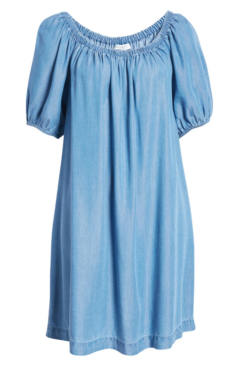 beachlunchlounge Ceyda Off the Shoulder Chambray Dress, Alternate, color,