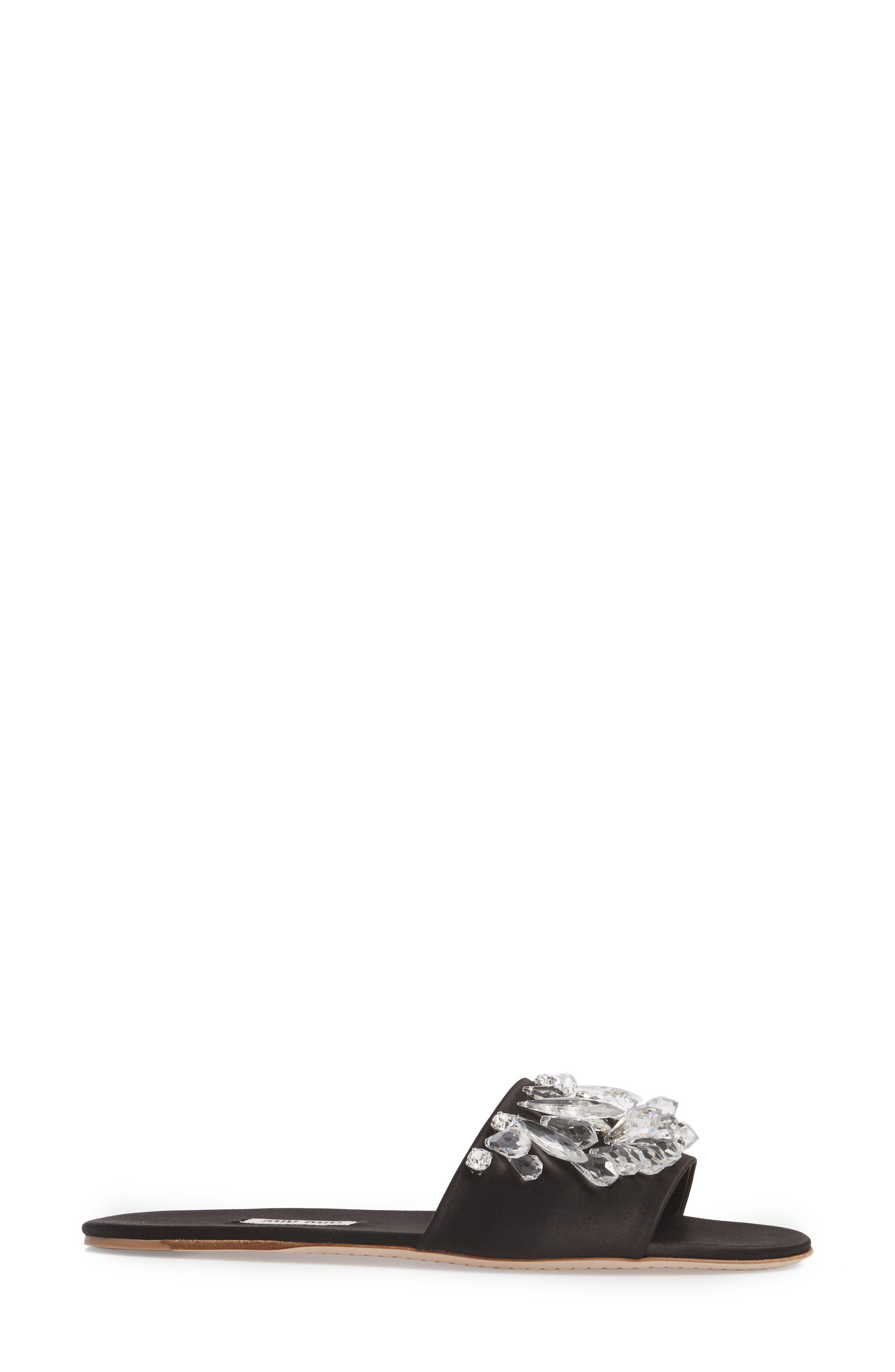 Miu Miu Embellished Slide Sandal, Alternate, color, 