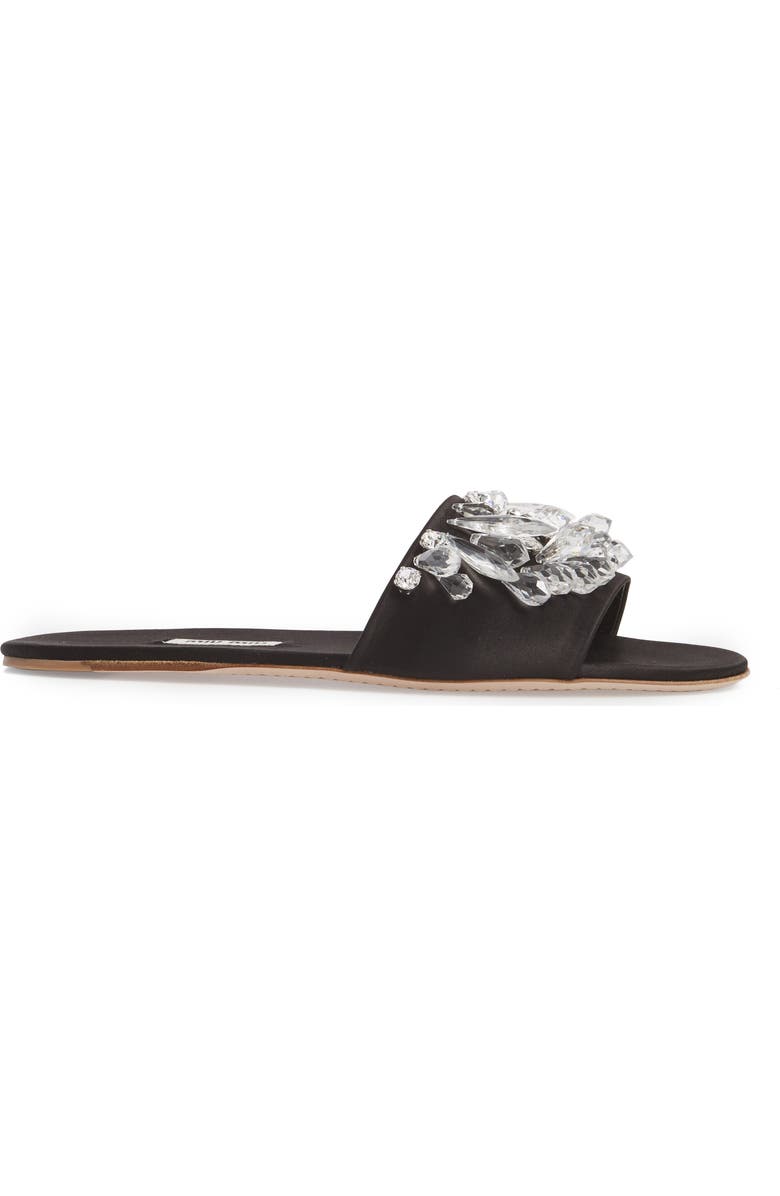 Miu Miu Embellished Slide Sandal, Alternate, color,