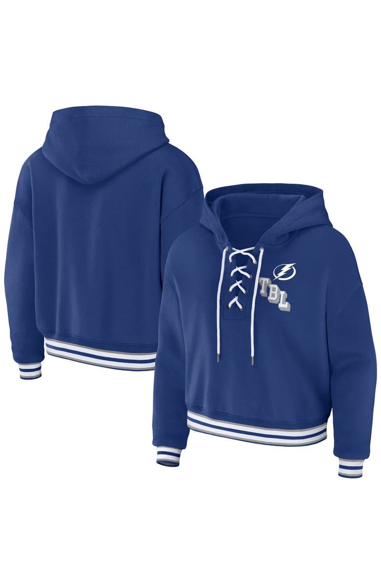 WEAR by Erin Andrews Women's WEAR by Erin Andrews Blue Tampa Bay Lightning Lace-Up Pullover Hoodie, Main, color, Blue