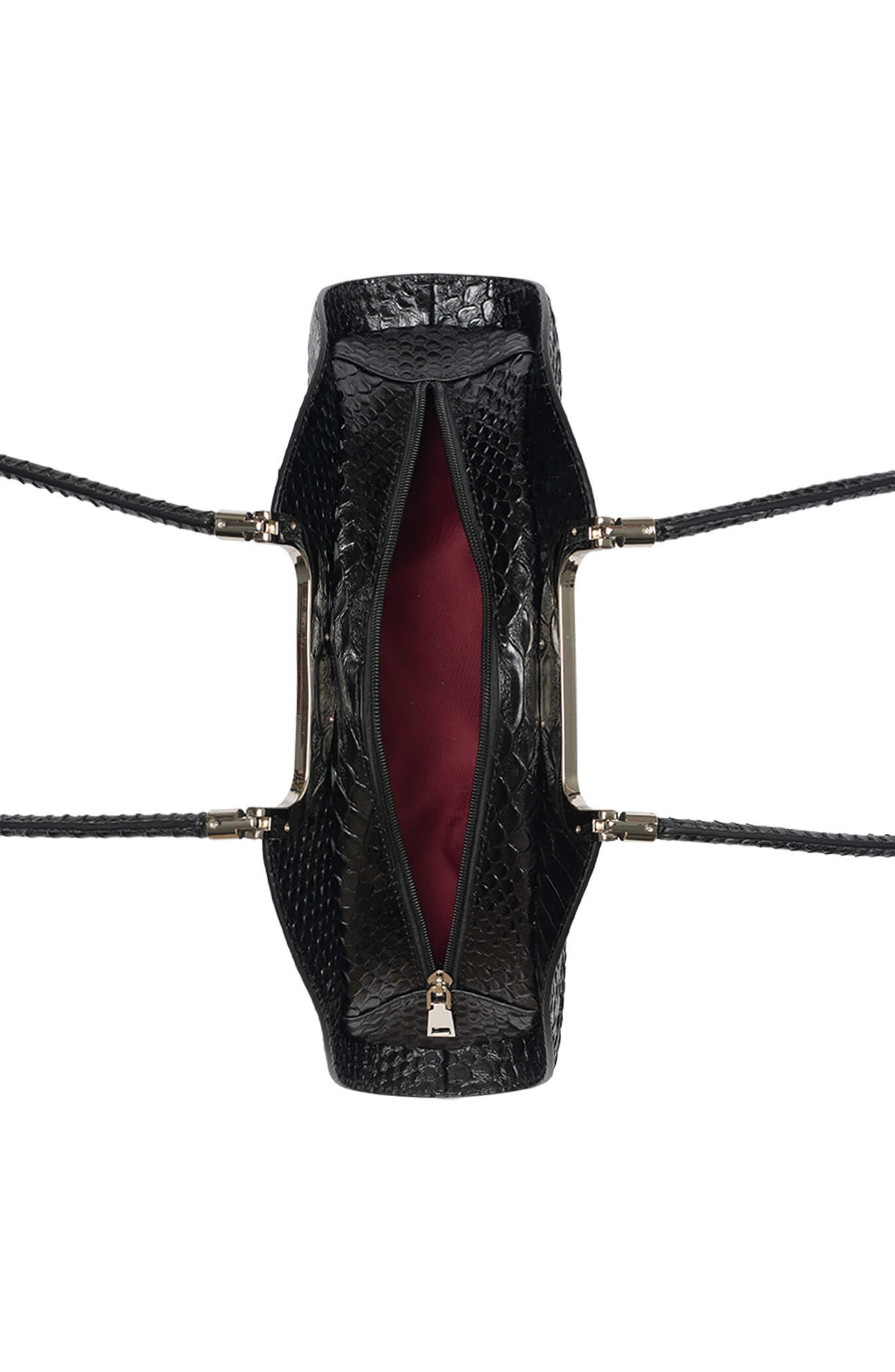 Jeffrey Campbell Retrograde Leather Shoulder Bag, Alternate, color, Black Snake