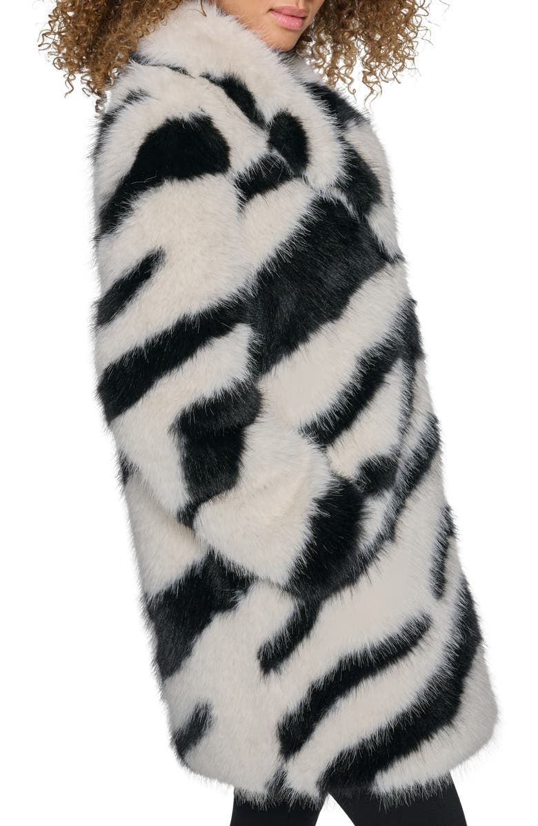 KARL LAGERFELD PARIS Oversize Zebra Print Faux Fur Jacket, Alternate, color, Black White