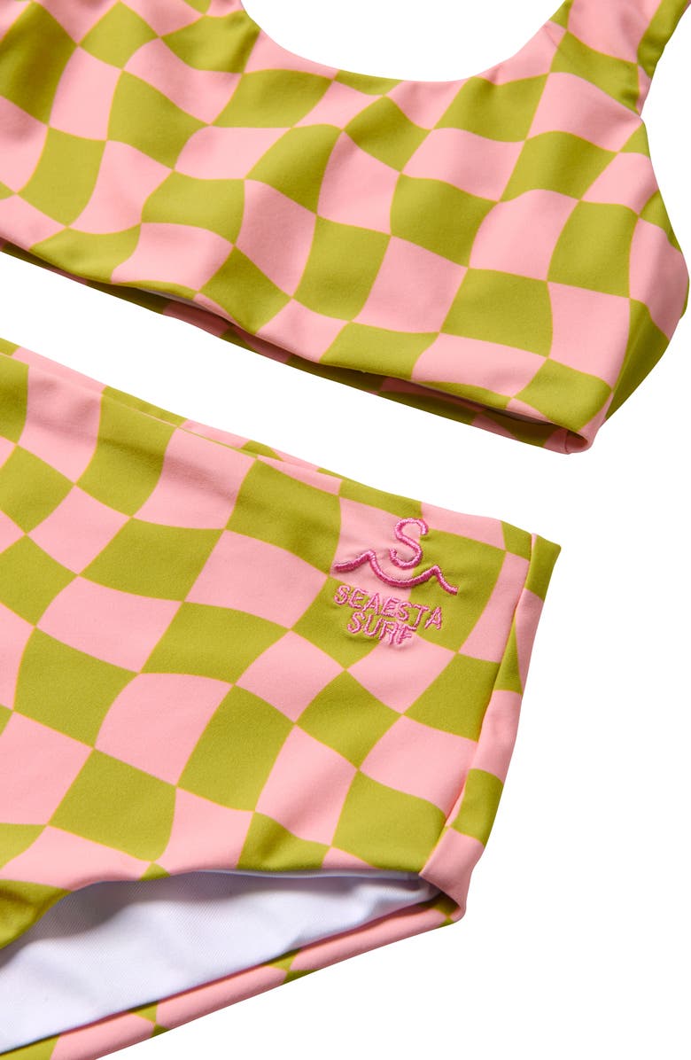 SEAESTA SURF Kids' Wavy Checks Two-Piece Swimsuit, Alternate, color, Kiwi