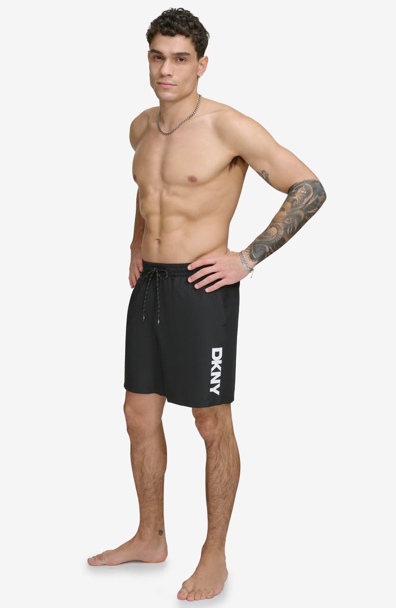 DKNY Core Volley Swim Trunks, Alternate, color, Black