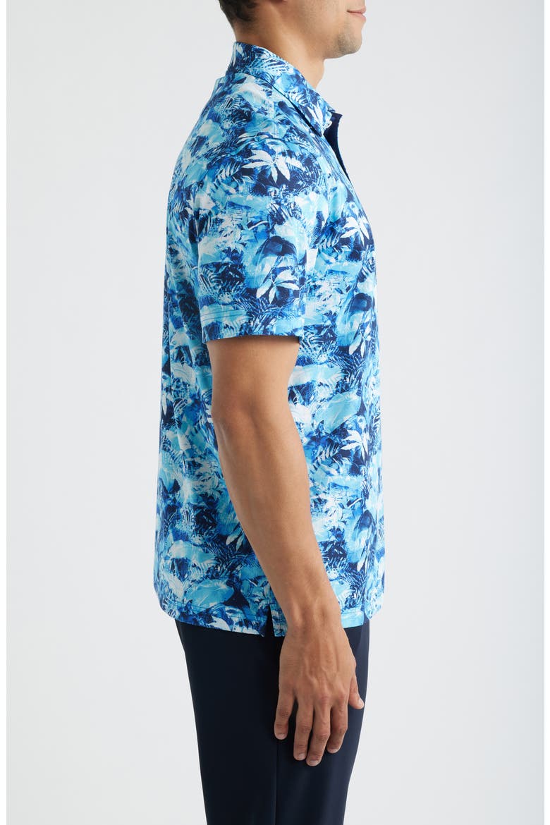 Hendrix Digital Abstract Print Pima Cotton Polo, Alternate, color, AZURE
