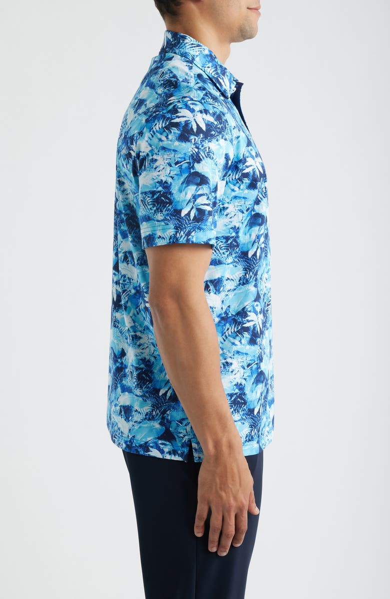 Bugatchi Hendrix Digital Abstract Print Pima Cotton Polo, Alternate, color, Azure