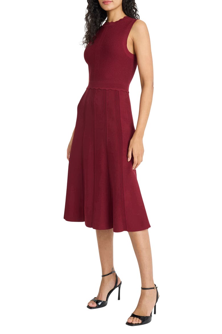 Sleeveless Fit & Flare Knit Dress, Alternate, color, CABERNET