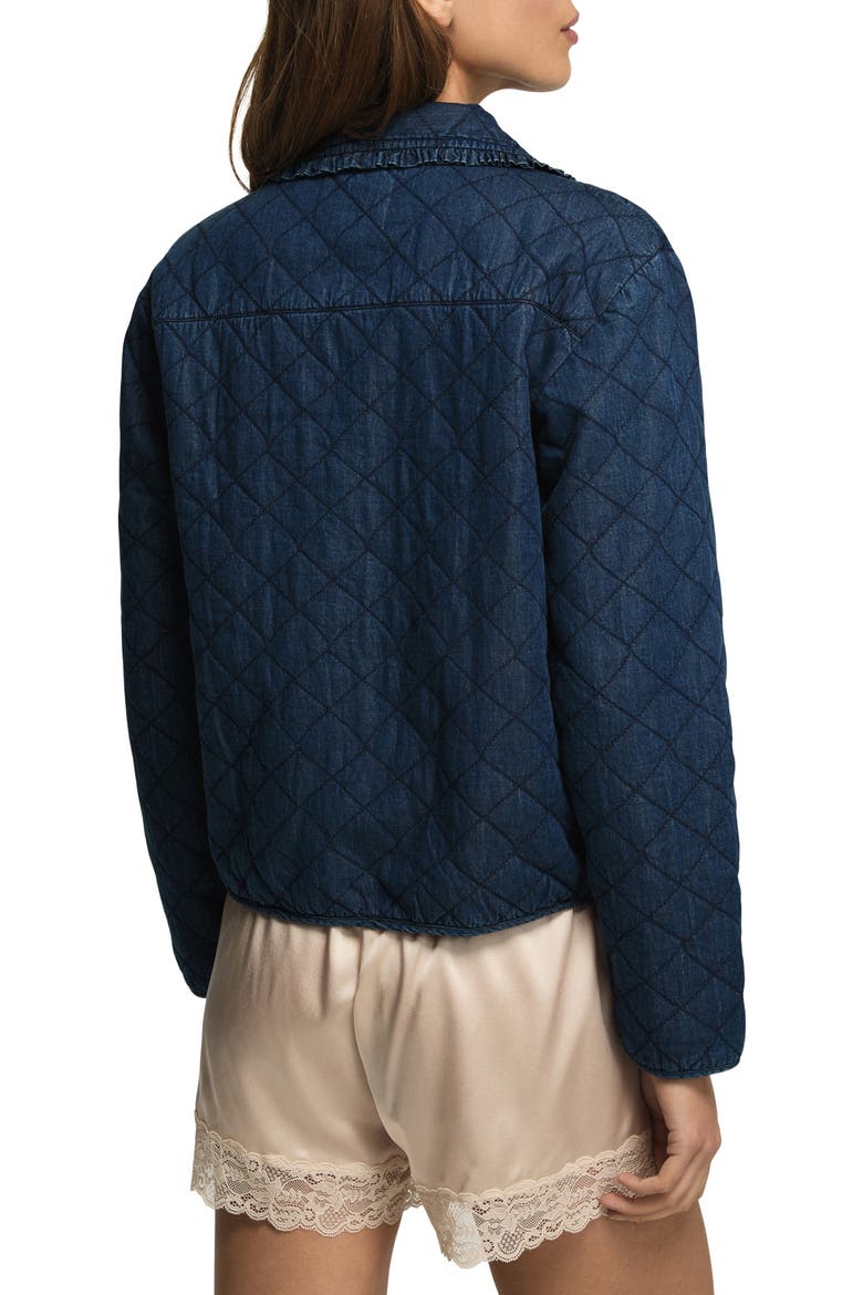 Quilted Peter Pan Collar Denim Jacket, Alternate, color, NAVY