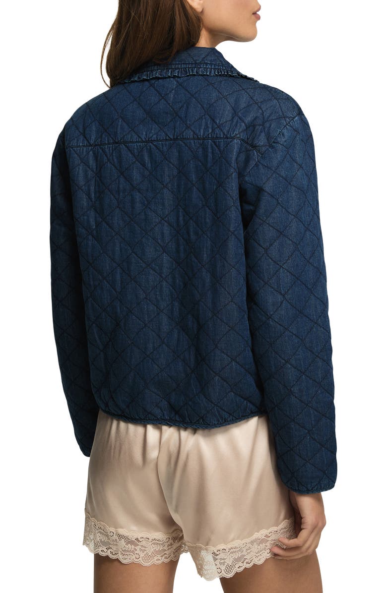 Lucky Brand Quilted Peter Pan Collar Denim Jacket, Alternate, color, Navy