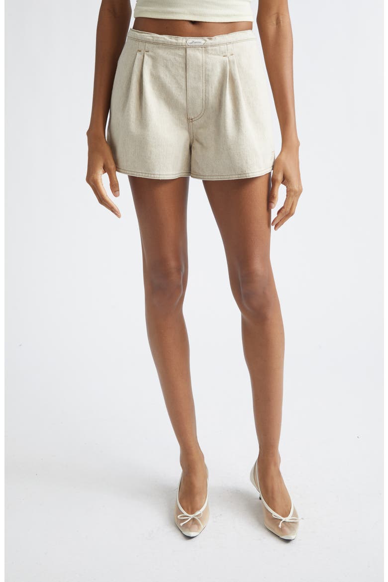 De-Nîmes Amelo Cotton & Hemp Shorts, Main, color, LIGHT BEIGE