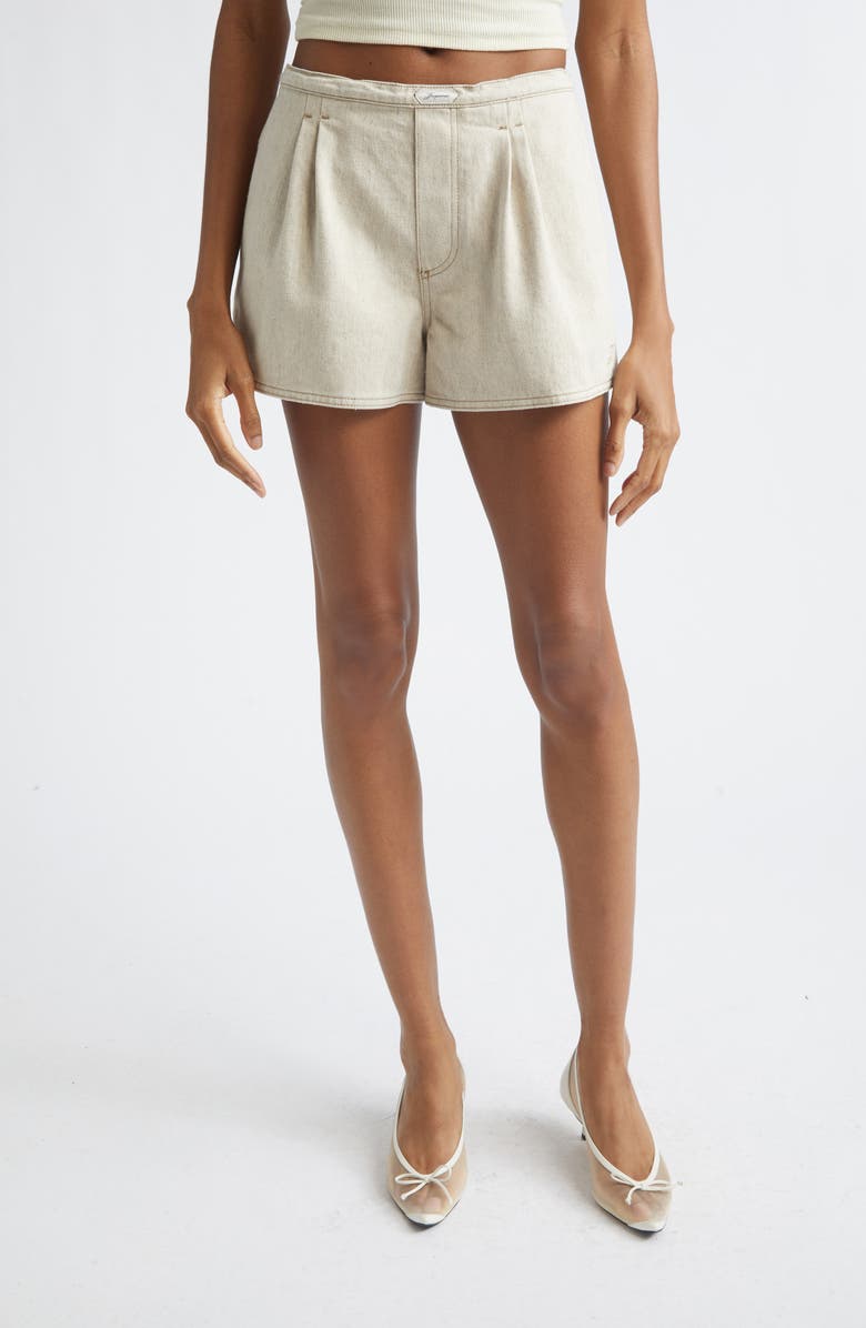 Jacquemus De-Nîmes Amelo Cotton & Hemp Shorts, Main, color, Light Beige