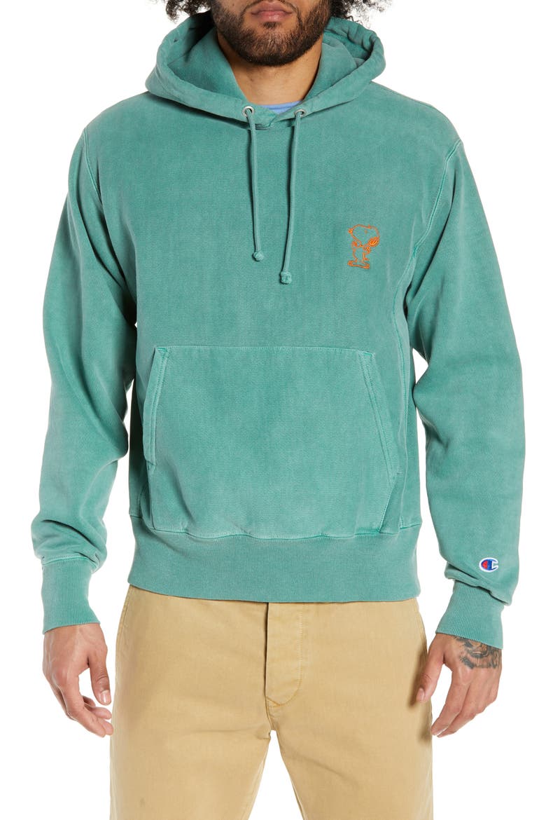 Snoopy Reverse Weave Hoodie(Limited Edition) (Nordstrom Exclusive), Alternate, color, GRASS HOOPER