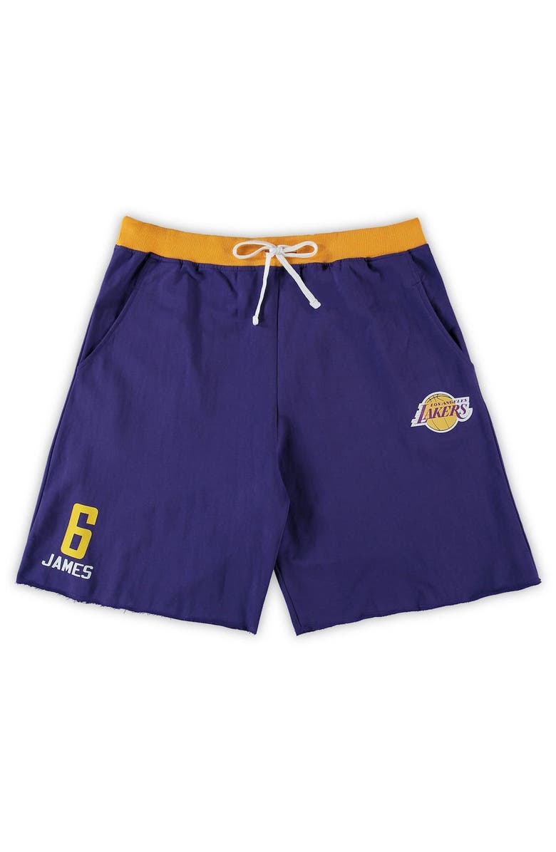PROFILE Men's LeBron James Purple Los Angeles Lakers Big & Tall French Terry Name & Number Shorts, Main, color, 