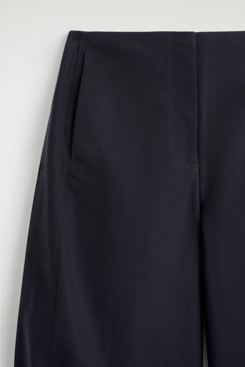 Cropped Barrel-Leg Cotton Pants, Alternate, color, NAVY