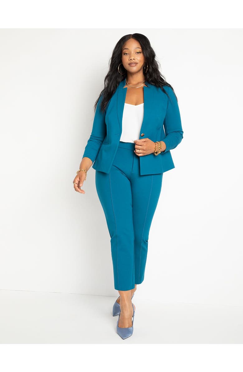 ELOQUII The Ultimate Stretch One Button Blazer, Alternate, color, Moroccan Blue
