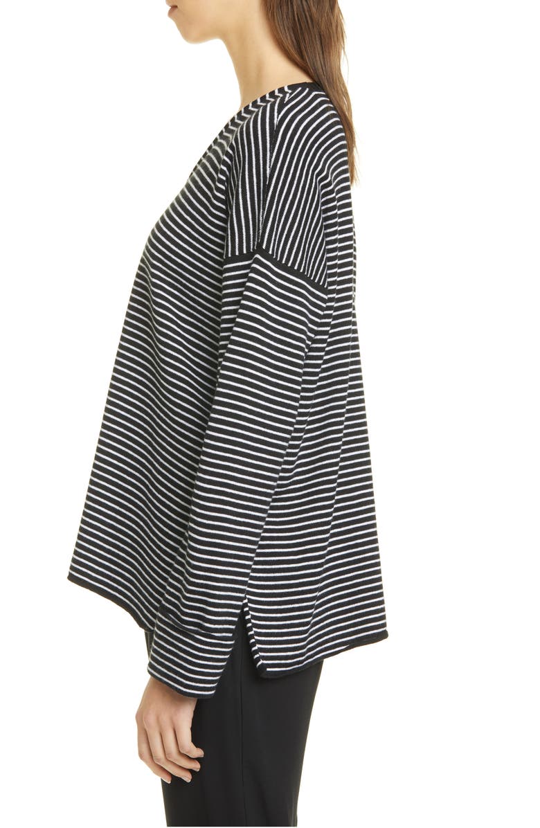 Eileen Fisher Stripe V-Neck Box Top Sweater, Alternate, color, 
