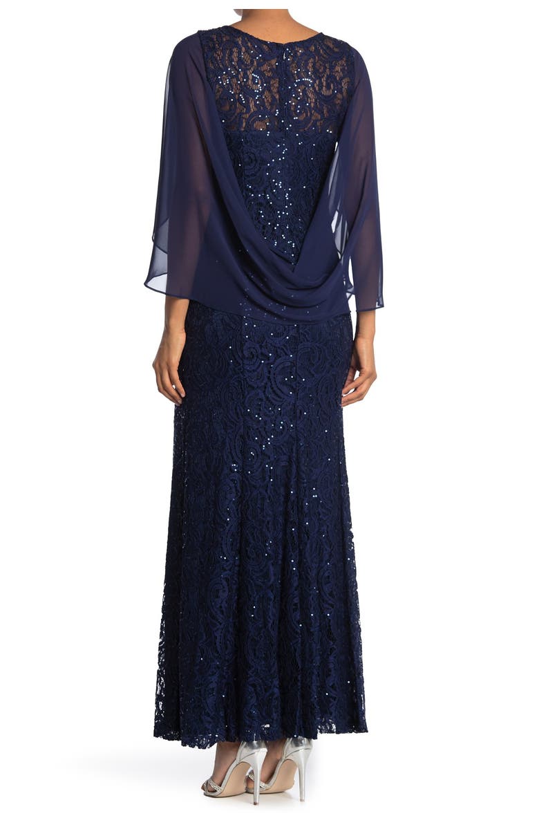 IGNITE V-Neck Sequin Lace Gown, Main, color,
