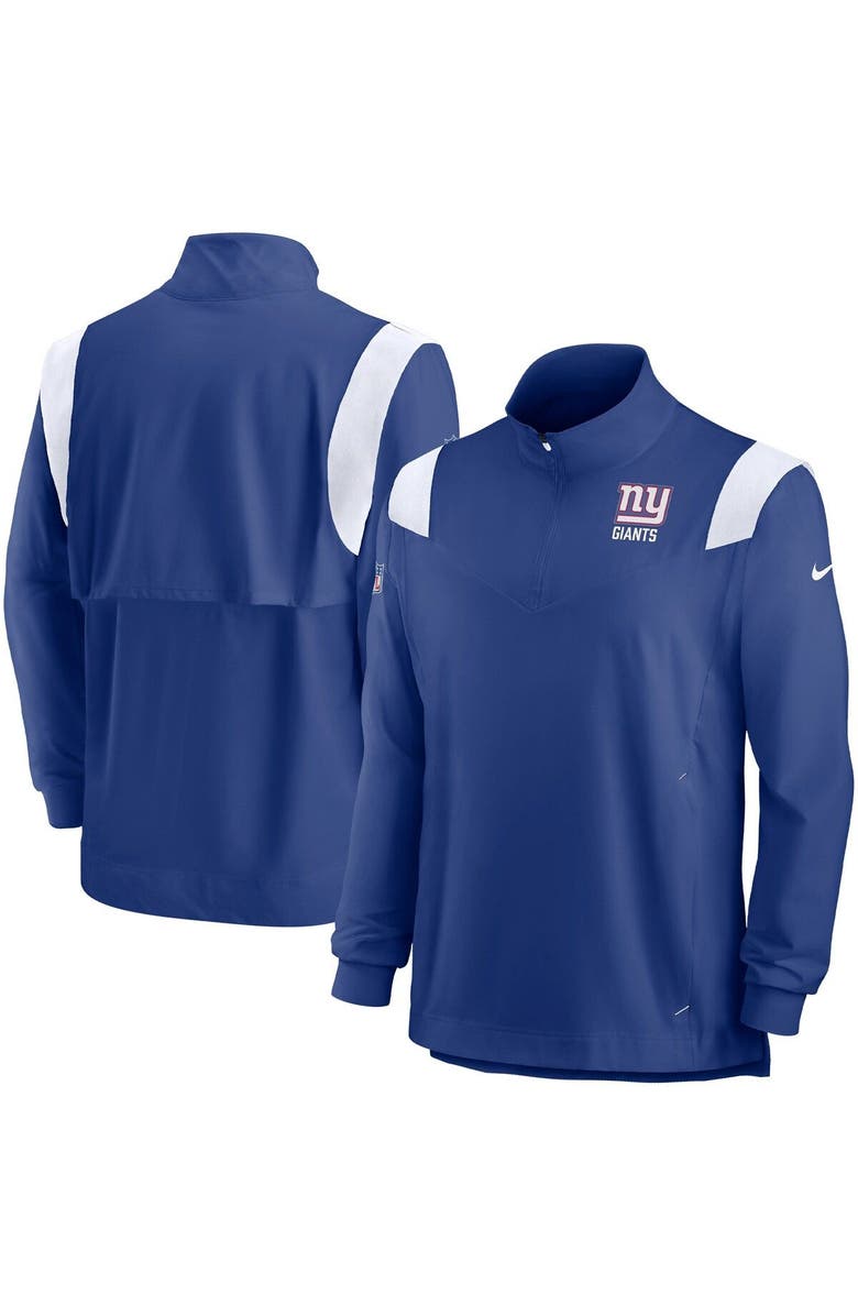 Nike Men's Nike Royal New York Giants Sideline Coach Chevron Lockup Quarter-Zip Long Sleeve Top, Alternate, color, 