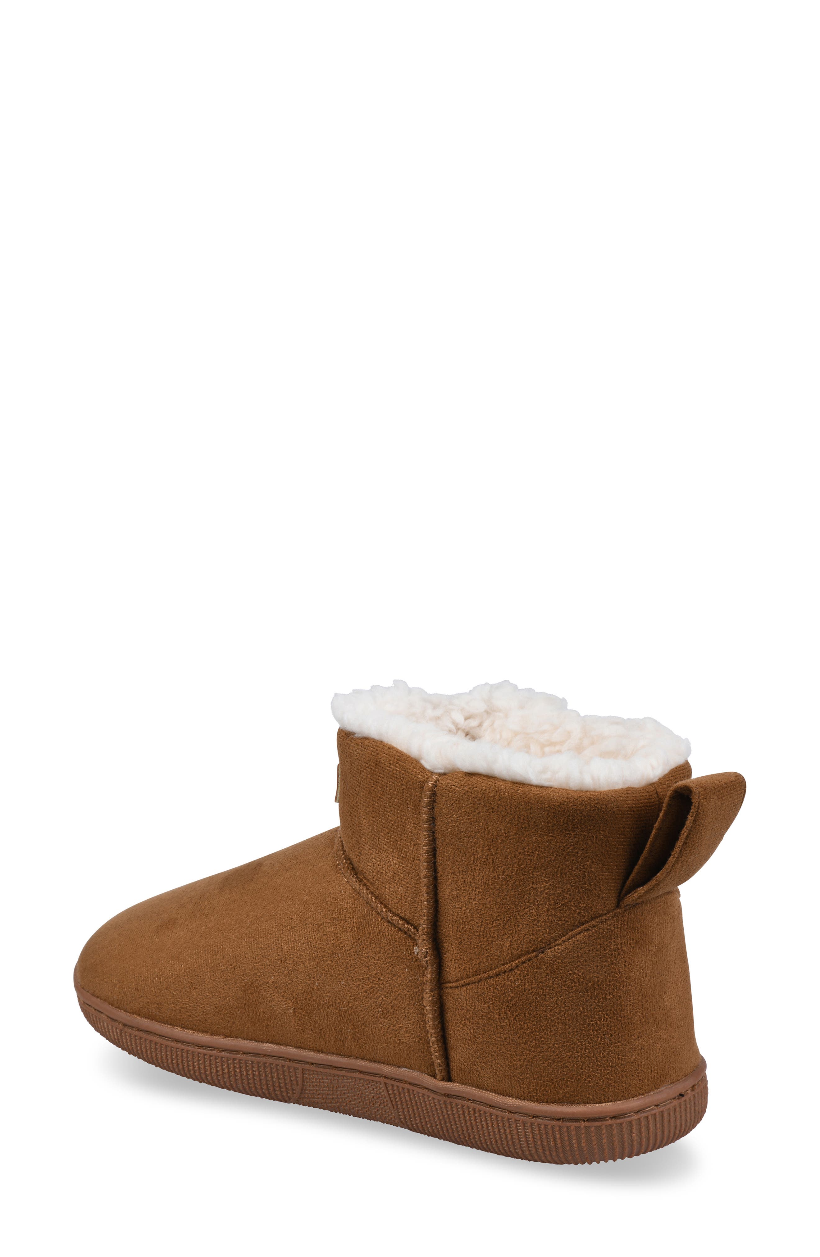 Faux Shearling Lined Bootie Slipper, Alternate, color, CAMEL