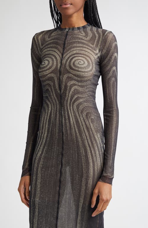 Jean Paul Gaultier Spiral Long Sleeve Mesh Dress