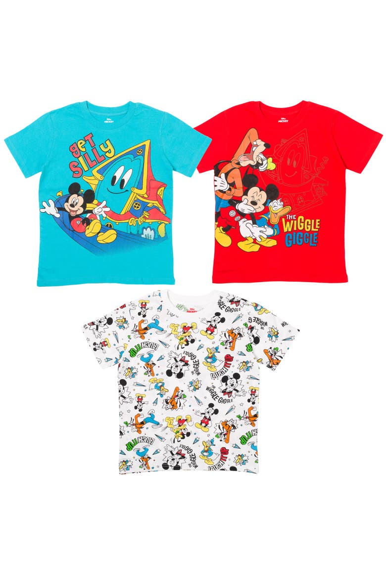 Mickey Mouse 3-Pack Short Sleeve T-Shirts, Main, color, Cyan Red White