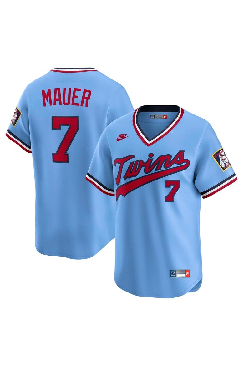 Men's Nike Joe Mauer Light Blue Minnesota Twins Throwback Cooperstown Collection Limited Jersey, Main, color, Light Blue