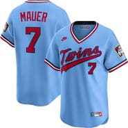 Nike Men's Nike Joe Mauer Light Blue Minnesota Twins Throwback Cooperstown Collection Limited Jersey